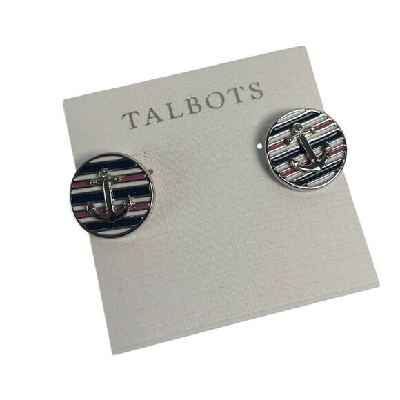 Talbots Jewelry - Talbots Nautical Anchors Away Stripped Stud Earrings
